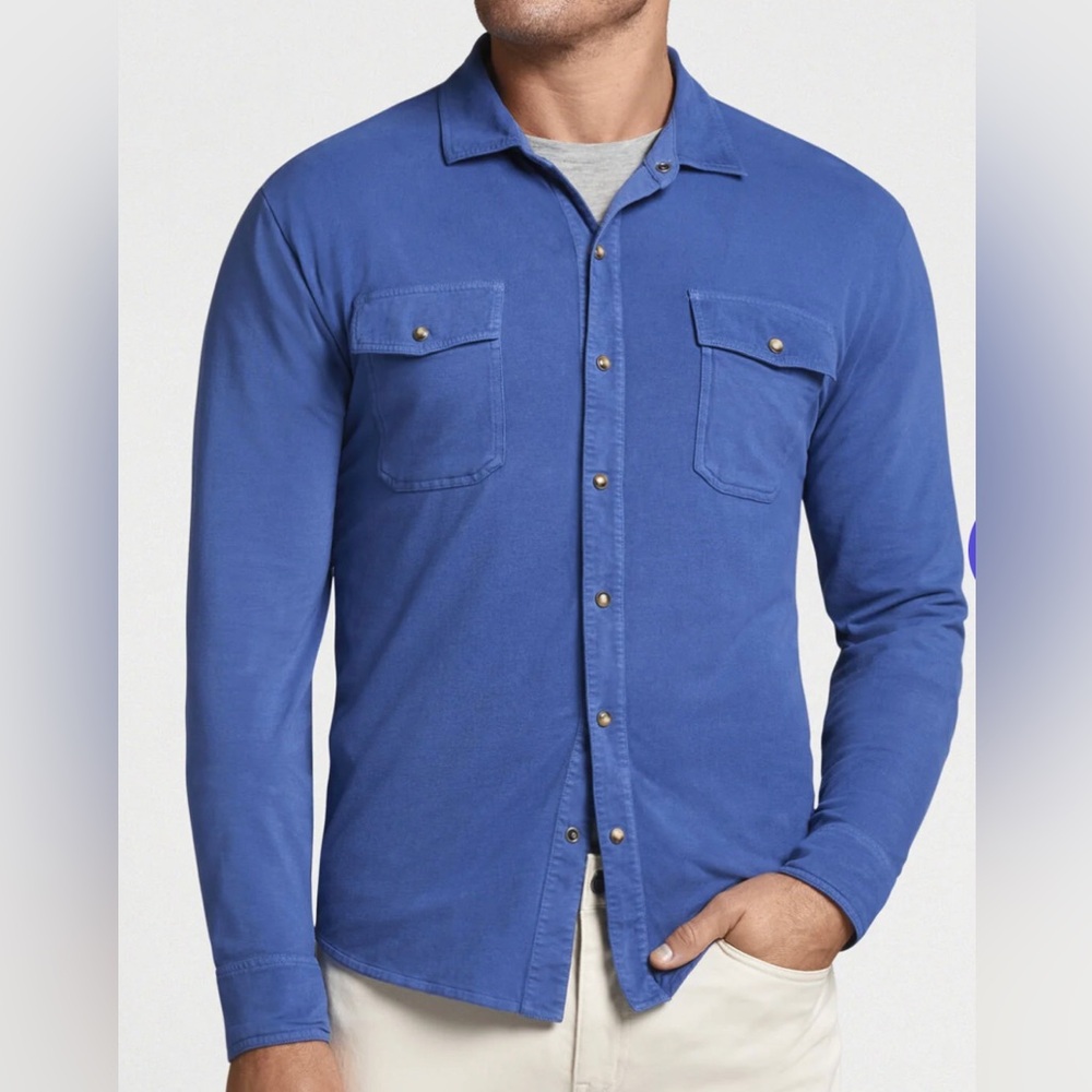 Peter Millar Men’s Lava Wash Jersey Snap Front Shirt Size XL